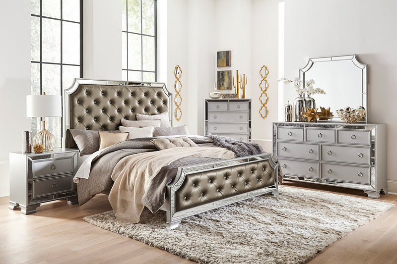 Avondale Silver Mirrored Upholstered Panel Bedroom Set - DMV FurnitureBedroom Set
