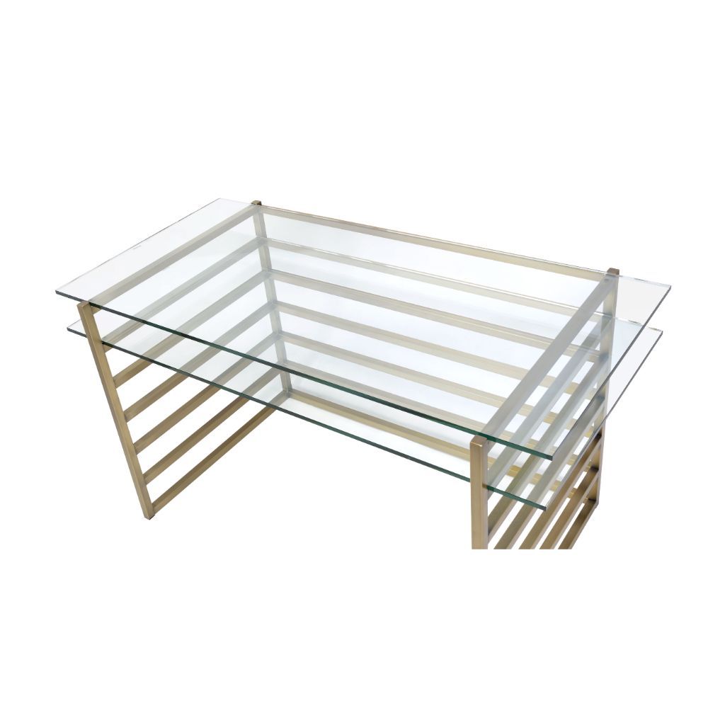 Shona - Desk - Antique Gold & Clear Glass