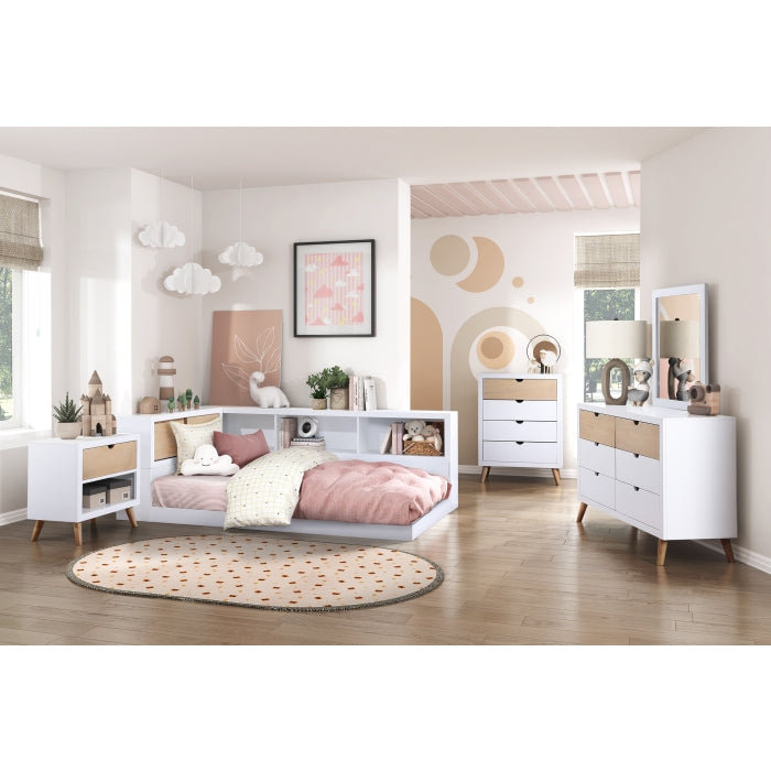 B2012BCT-1BC* (4) Twin Bookcase Corner Platform Bed - B2012BCT-1BC*