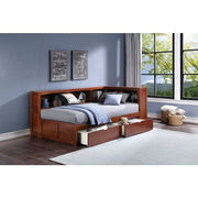 B2013BCDC-1BCT* (4) Twin Bookcase Corner Platform Bed with Storage Boxes - B2013BCDC-1BCT*