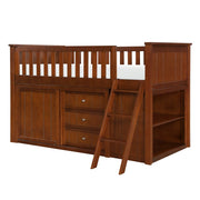 B2013LLDC-1*BC2DR (6) Low Loft Bunk with Bookcase and 2 Dressers - B2013LLDC-1*BC2DR