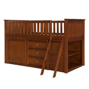 B2013LLDC-1*BCDR (5) Low Loft Bunk with Bookcase and Dresser - B2013LLDC-1*BCDR