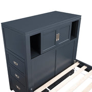 B2024BUBC-1* (2) Twin Bookcase Platform Bed with Hidden Desk, Stool and Storage Bench - B2024BUBC-1*