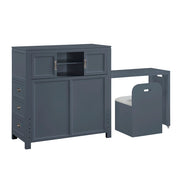 B2024BUBC-1* (2) Twin Bookcase Platform Bed with Hidden Desk, Stool and Storage Bench - B2024BUBC-1*