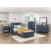 B2024BUBC-1* (2) Twin Bookcase Platform Bed with Hidden Desk, Stool and Storage Bench - B2024BUBC-1*