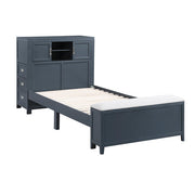 B2024BUBC-1* (2) Twin Bookcase Platform Bed with Hidden Desk, Stool and Storage Bench - B2024BUBC-1*