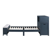 B2024BUBC-1* (2) Twin Bookcase Platform Bed with Hidden Desk, Stool and Storage Bench - B2024BUBC-1*