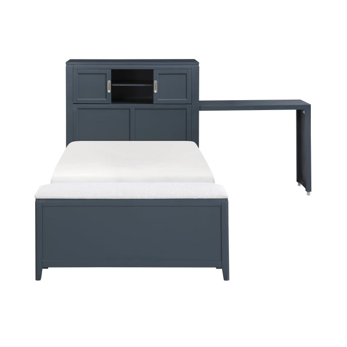 B2024BUBC-1* (2) Twin Bookcase Platform Bed with Hidden Desk, Stool and Storage Bench - B2024BUBC-1*