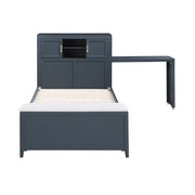B2024BUBC-1* (2) Twin Bookcase Platform Bed with Hidden Desk, Stool and Storage Bench - B2024BUBC-1*