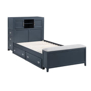 B2024BUBC-1* (2) Twin Bookcase Platform Bed with Hidden Desk, Stool and Storage Bench - B2024BUBC-1*