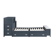 B2024BUBC-1* (2) Twin Bookcase Platform Bed with Hidden Desk, Stool and Storage Bench - B2024BUBC-1*