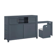 B2024BUBCF-1* (2) Full Bookcase Platform Bed with Hidden Desk, Stool and Storage Bench - B2024BUBCF-1*