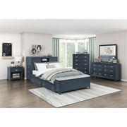 B2024BUBCF-1* (2) Full Bookcase Platform Bed with Hidden Desk, Stool and Storage Bench - B2024BUBCF-1*