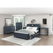 B2024BUBCF-1* (2) Full Bookcase Platform Bed with Hidden Desk, Stool and Storage Bench - B2024BUBCF-1*