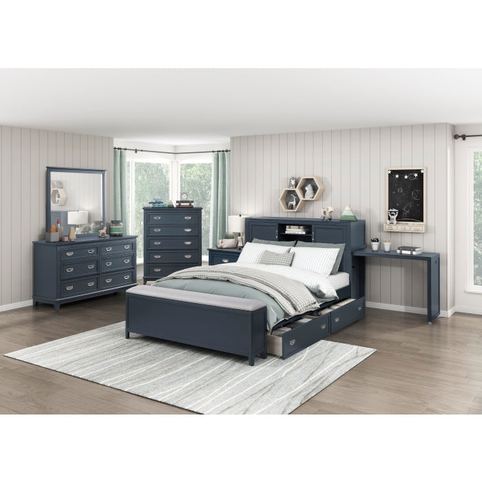 B2024BUBCF-1* (2) Full Bookcase Platform Bed with Hidden Desk, Stool and Storage Bench - B2024BUBCF-1*