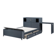 B2024BUBCF-1* (2) Full Bookcase Platform Bed with Hidden Desk, Stool and Storage Bench - B2024BUBCF-1*