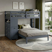 B2024BULTF-1* (6) Twin/Full Loft Bunk Bed with Chest and Hidden Desk - B2024BULTF-1*