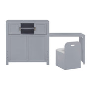 B2024GYBC-1* (2) Twin Bookcase Platform Bed with Hidden Desk, Stool and Storage Bench - B2024GYBC-1*