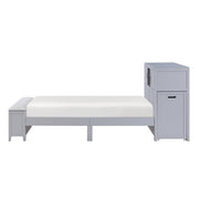 B2024GYBC-1* (2) Twin Bookcase Platform Bed with Hidden Desk, Stool and Storage Bench - B2024GYBC-1*