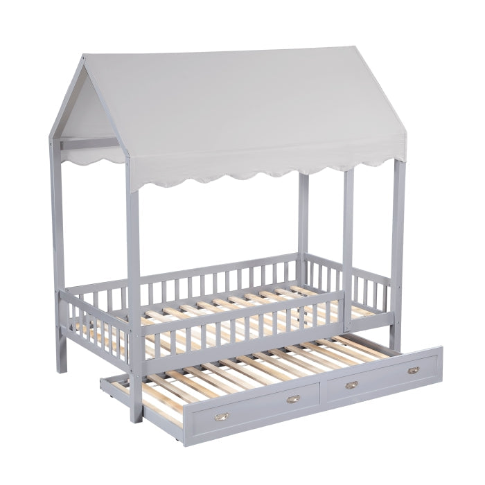B2024GYCP-1 Twin Canopy Platform Bed - B2024GYCP-1