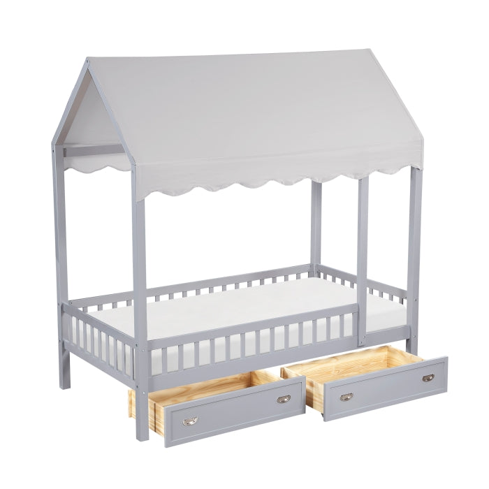 B2024GYCP-1 Twin Canopy Platform Bed - B2024GYCP-1