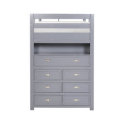 B2024GYLTF-1* (6) Twin/Full Loft Bunk Bed with Chest and Hidden Desk - B2024GYLTF-1*