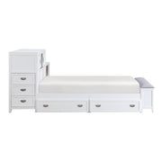 B2024WHBC-1* (2) Twin Bookcase Platform Bed with Hidden Desk, Stool and Storage Bench - B2024WHBC-1*