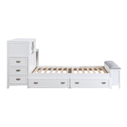 B2024WHBC-1* (2) Twin Bookcase Platform Bed with Hidden Desk, Stool and Storage Bench - B2024WHBC-1*