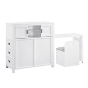 B2024WHBC-1* (2) Twin Bookcase Platform Bed with Hidden Desk, Stool and Storage Bench - B2024WHBC-1*