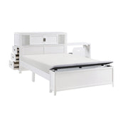 B2024WHBCF-1* (2) Full Bookcase Platform Bed with Hidden Desk, Stool and Storage Bench - B2024WHBCF-1*