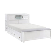 B2024WHBCF-1* (2) Full Bookcase Platform Bed with Hidden Desk, Stool and Storage Bench - B2024WHBCF-1*