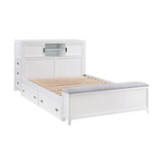 B2024WHBCF-1* (2) Full Bookcase Platform Bed with Hidden Desk, Stool and Storage Bench - B2024WHBCF-1*