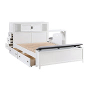B2024WHBCF-1* (2) Full Bookcase Platform Bed with Hidden Desk, Stool and Storage Bench - B2024WHBCF-1*