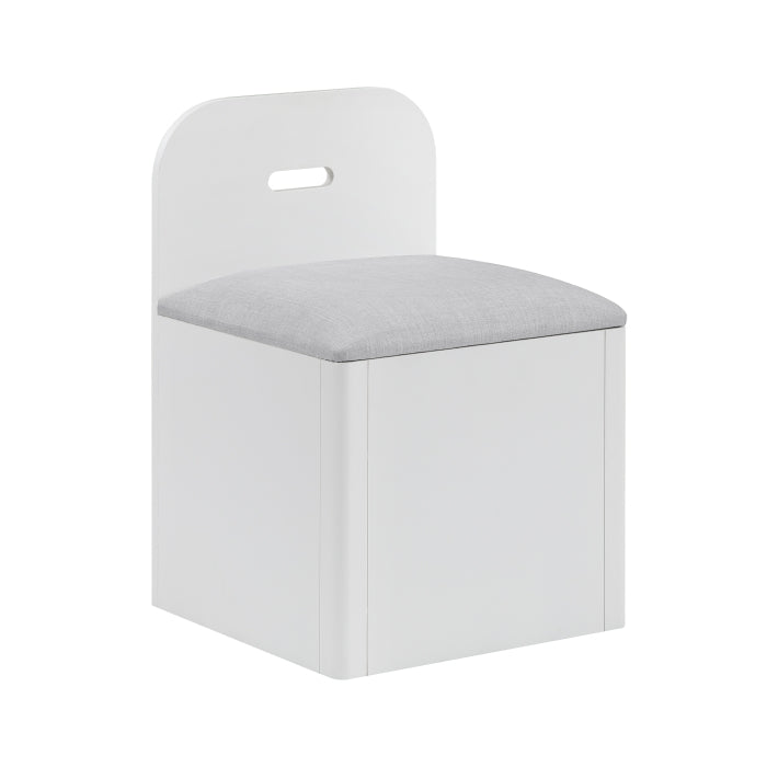 B2024WHBCF-1* (2) Full Bookcase Platform Bed with Hidden Desk, Stool and Storage Bench - B2024WHBCF-1*