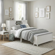 B2024WHBCF-1* (2) Full Bookcase Platform Bed with Hidden Desk, Stool and Storage Bench - B2024WHBCF-1*