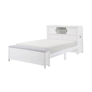 B2024WHBCF-1* (2) Full Bookcase Platform Bed with Hidden Desk, Stool and Storage Bench - B2024WHBCF-1*