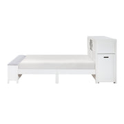 B2024WHBCF-1* (2) Full Bookcase Platform Bed with Hidden Desk, Stool and Storage Bench - B2024WHBCF-1*