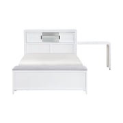 B2024WHBCF-1* (2) Full Bookcase Platform Bed with Hidden Desk, Stool and Storage Bench - B2024WHBCF-1*