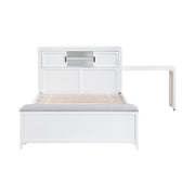 B2024WHBCF-1* (2) Full Bookcase Platform Bed with Hidden Desk, Stool and Storage Bench - B2024WHBCF-1*