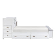 B2024WHBCF-1* (2) Full Bookcase Platform Bed with Hidden Desk, Stool and Storage Bench - B2024WHBCF-1*