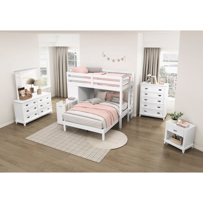 B2024WHLTF-1* (6) Twin/Full Loft Bunk Bed with Chest and Hidden Desk - B2024WHLTF-1*