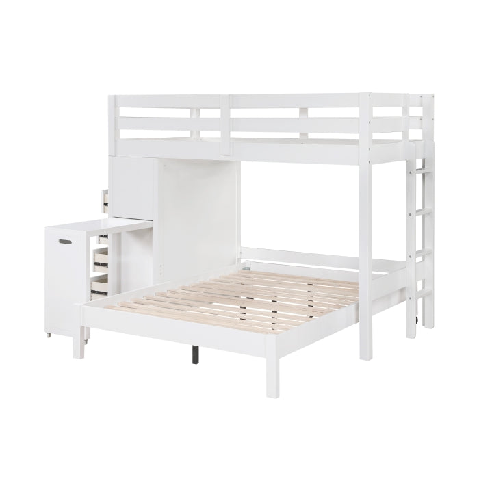 B2024WHLTF-1* (6) Twin/Full Loft Bunk Bed with Chest and Hidden Desk - B2024WHLTF-1*