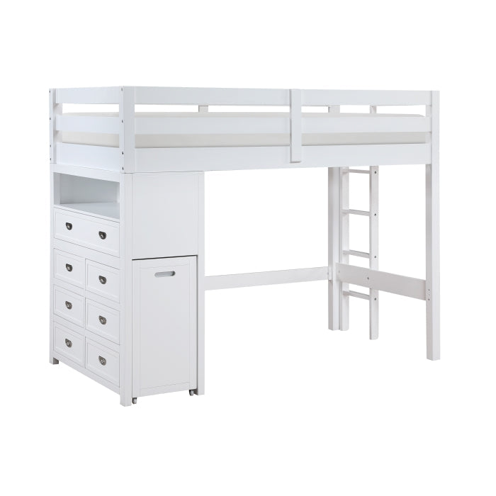 B2024WHLTF-1* (6) Twin/Full Loft Bunk Bed with Chest and Hidden Desk - B2024WHLTF-1*