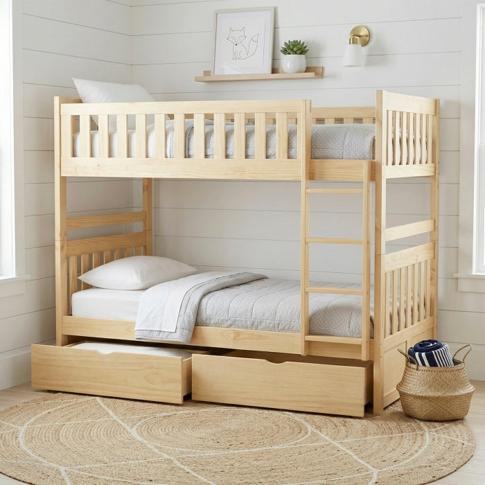 B2043-1*T (4) Twin/Twin Bunk Bed with Storage Boxes - B2043-1*T