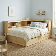 B2043BC-1BCR* (4) Twin Bookcase Corner Platform Bed with Twin Trundle - B2043BC-1BCR*