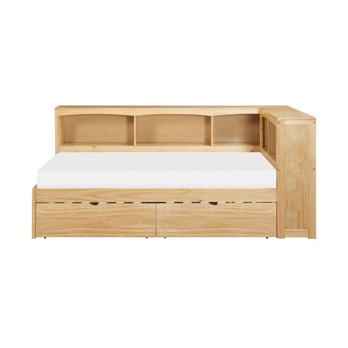 B2043BC-1BCT* (4) Twin Bookcase Corner Platform Bed with Storage Boxes - B2043BC-1BCT*