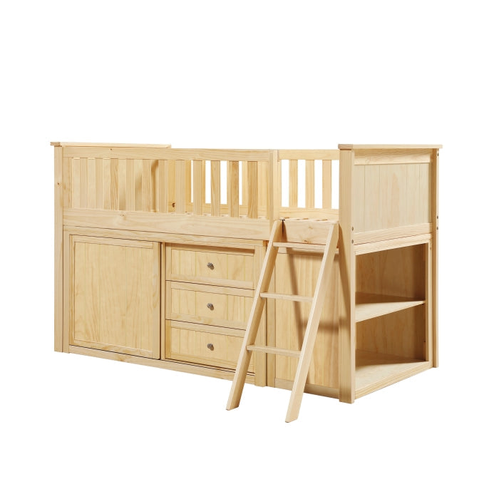 B2043LL-1*BC2DR (6) Low Loft Bunk with Bookcase and 2 Dressers - B2043LL-1*BC2DR