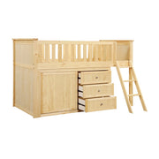 B2043LL-1*DR (4) Low Loft Bunk with Dresser - B2043LL-1*DR