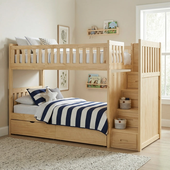 B2043SB-1*T (5) Twin/Twin Step Bunk Bed with Storage Boxes - B2043SB-1*T