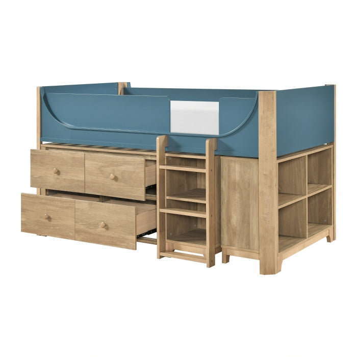 B2048BULT-1*2BCDR (6) Low Loft Bed with 2-Shelf Bookcase, 4-Shelf Bookcase and Dresser - B2048BULT-1*2BCDR